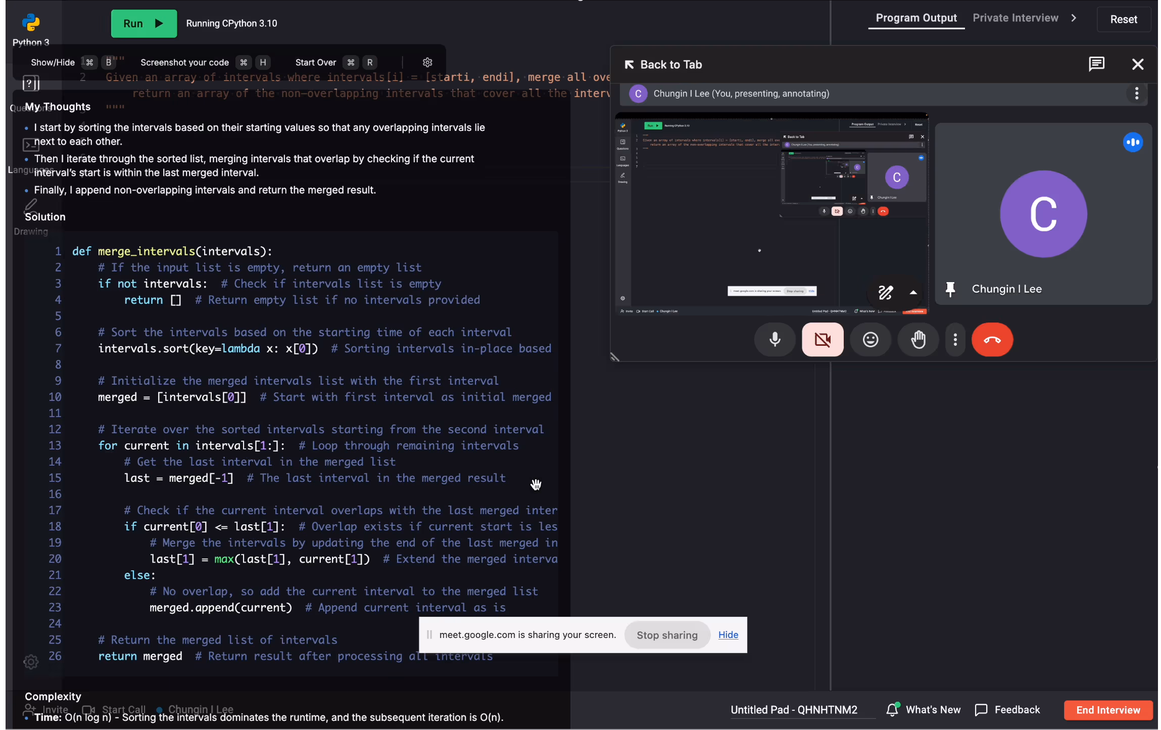Screenshare Demo - Interview Lift in action